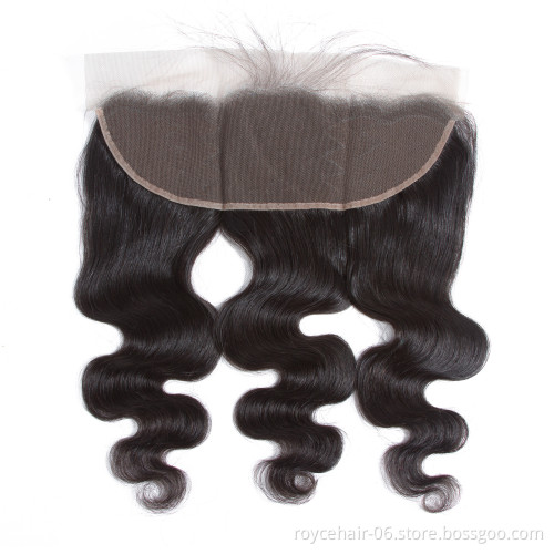 Hot Sale  Raw Virgin Cuticle Aligned Mink Human Hair Transparent Pre Plucked Ear To Ear 13*4 Lace Frontal Closure With Baby Hair